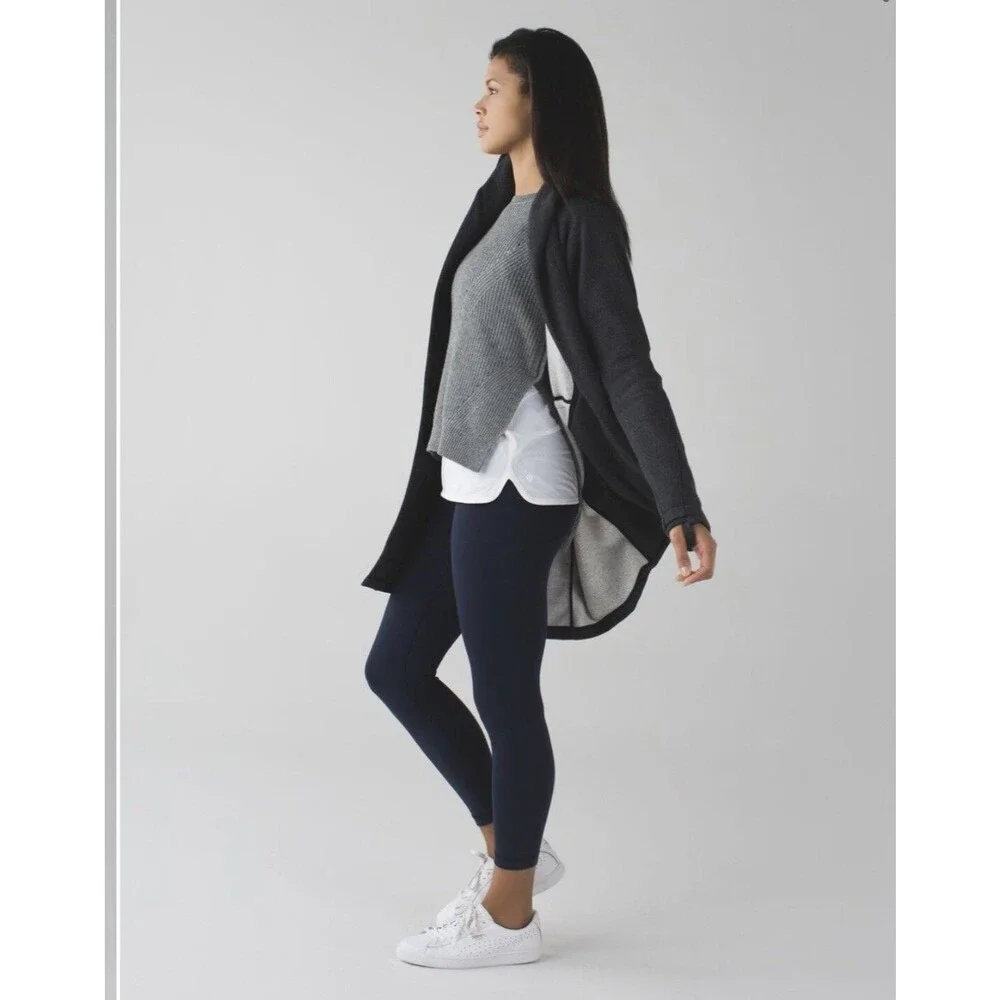 Lululemon Wrap Jacket Size 4 &Go Take You There Heathered Black Fleece Longline
